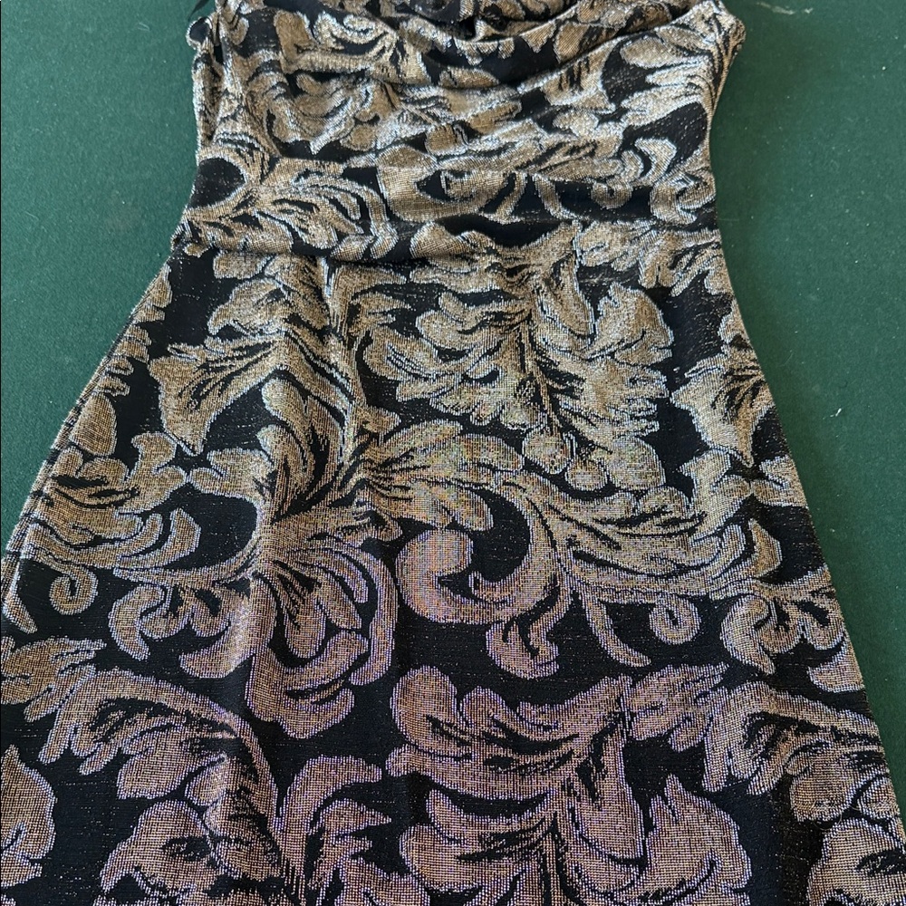 Eliza J Black and Gold Floral Midi Dress. CAJA. # 1 B - Picture 3 of 9